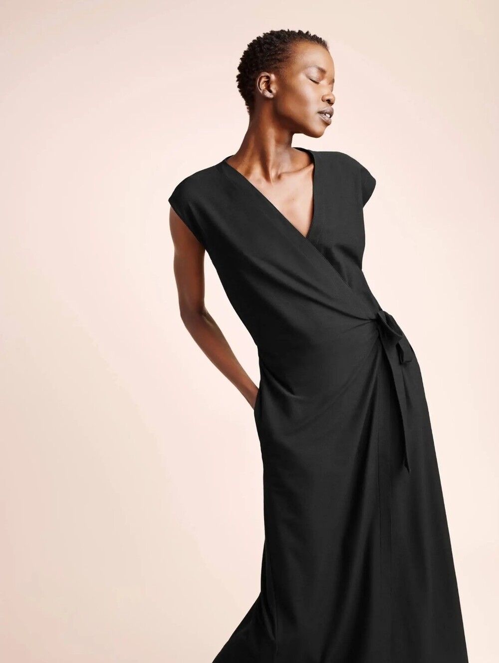 Eileen Fisher Black Sleeveless Faux Wrap Wide Leg Jumpsuit Size XL